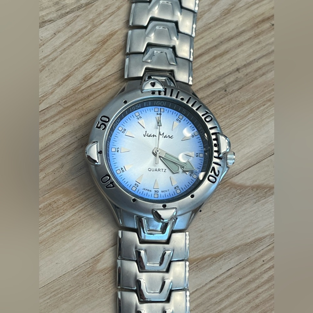 Jean Marc Men’s Watch Stainless Bracelet Ombré Blue Dial Luminous Hands NWOT